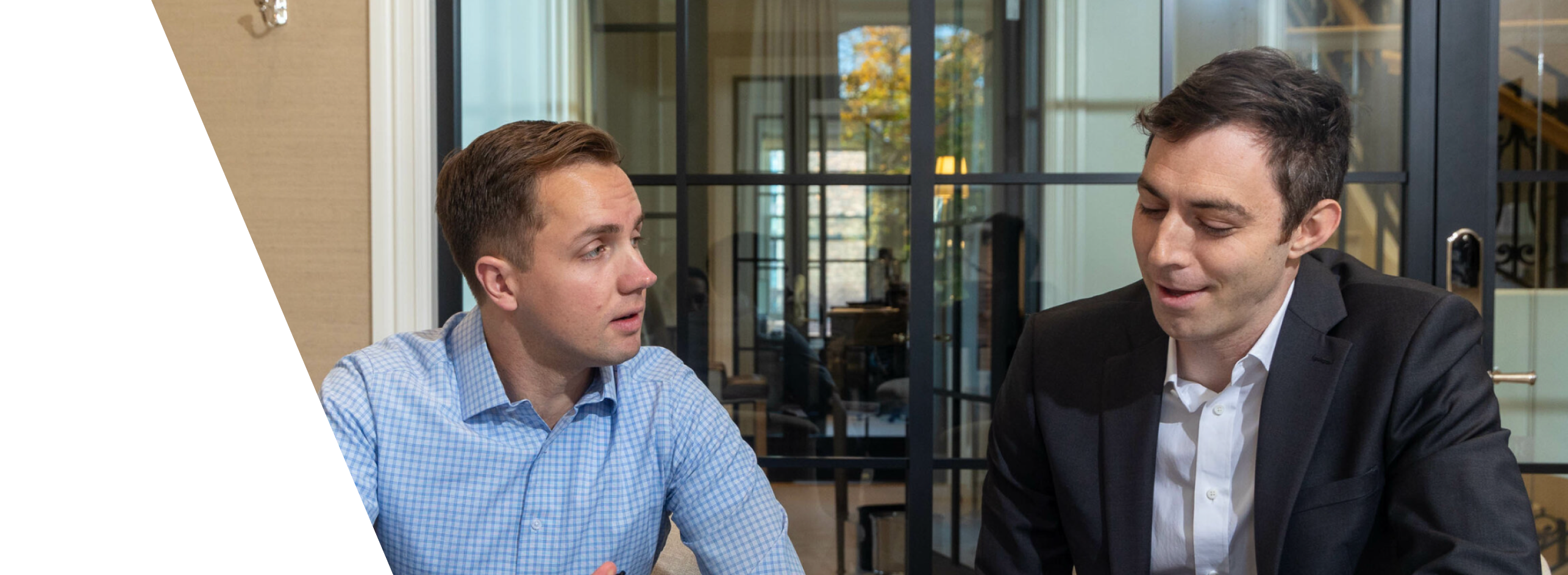 two men talking