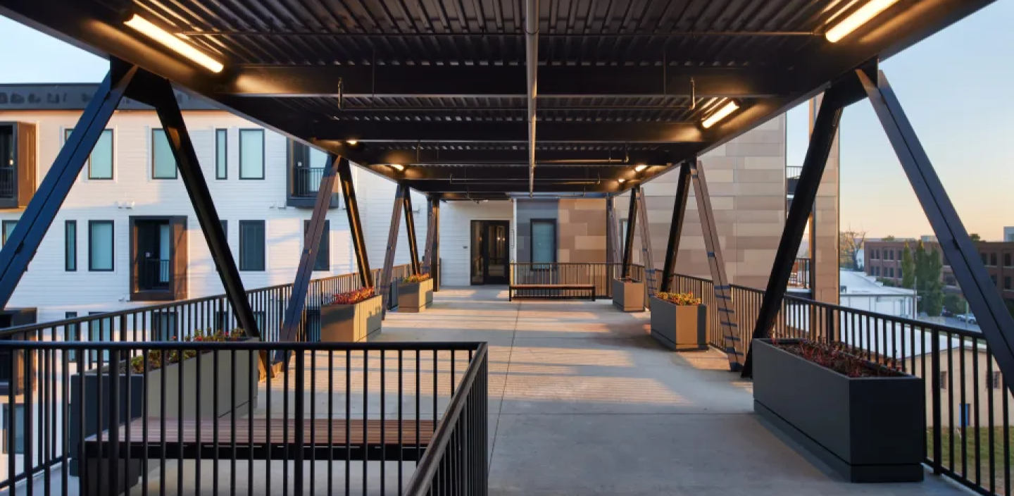 building exterior under canopy