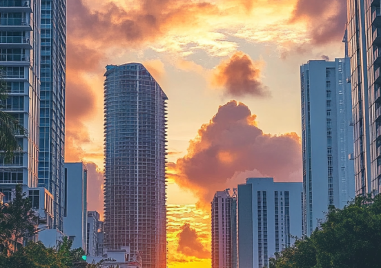 city at sunset