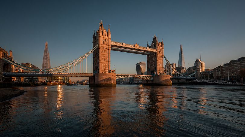 London Tower Bridge at sunrise over the Thames
