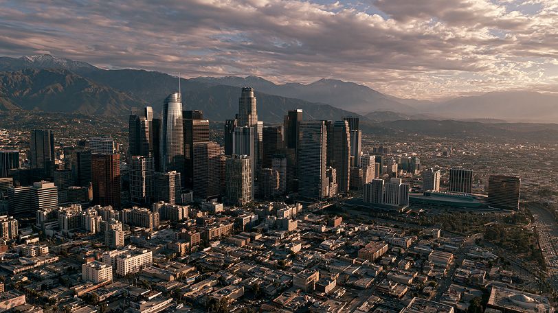 Los Angeles downtown skyline at golden hour