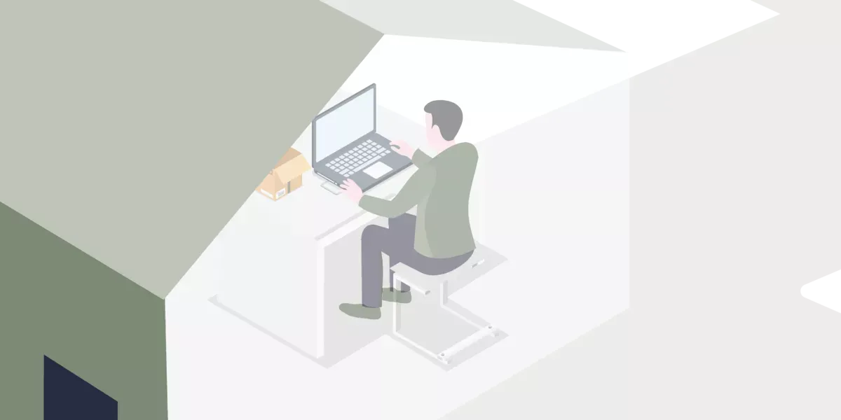 illustration person working on laptop