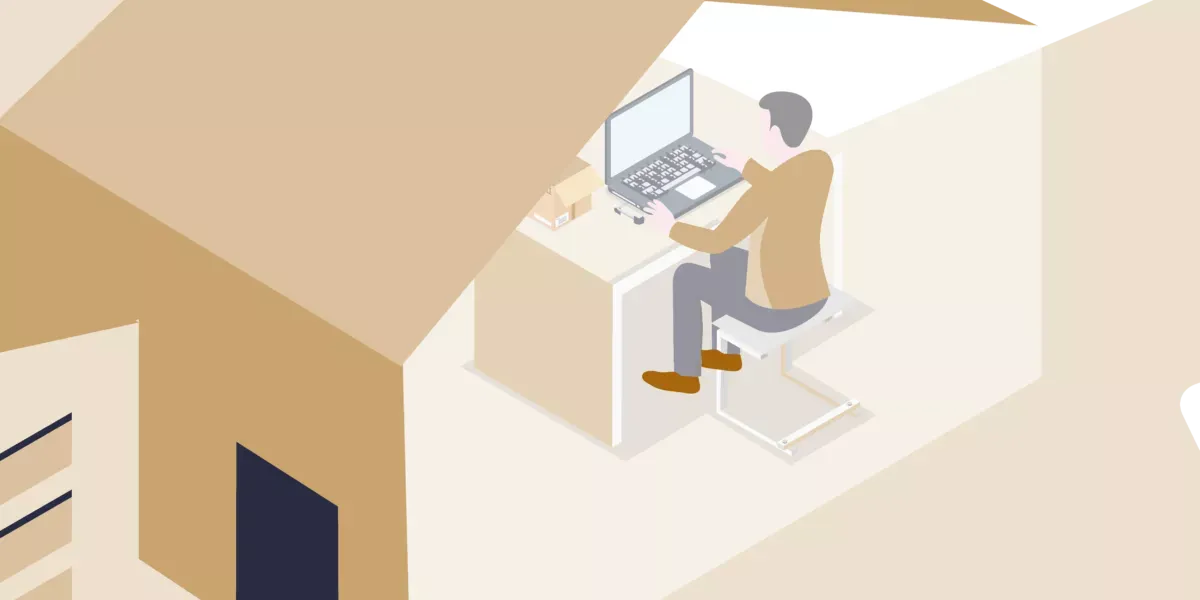 illustration working at laptop