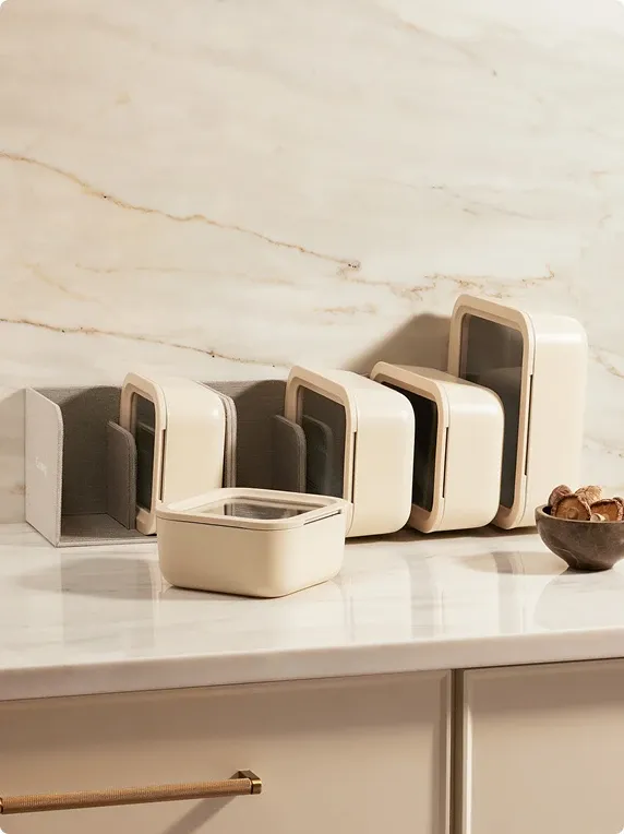 Caraway glass storage set on counter