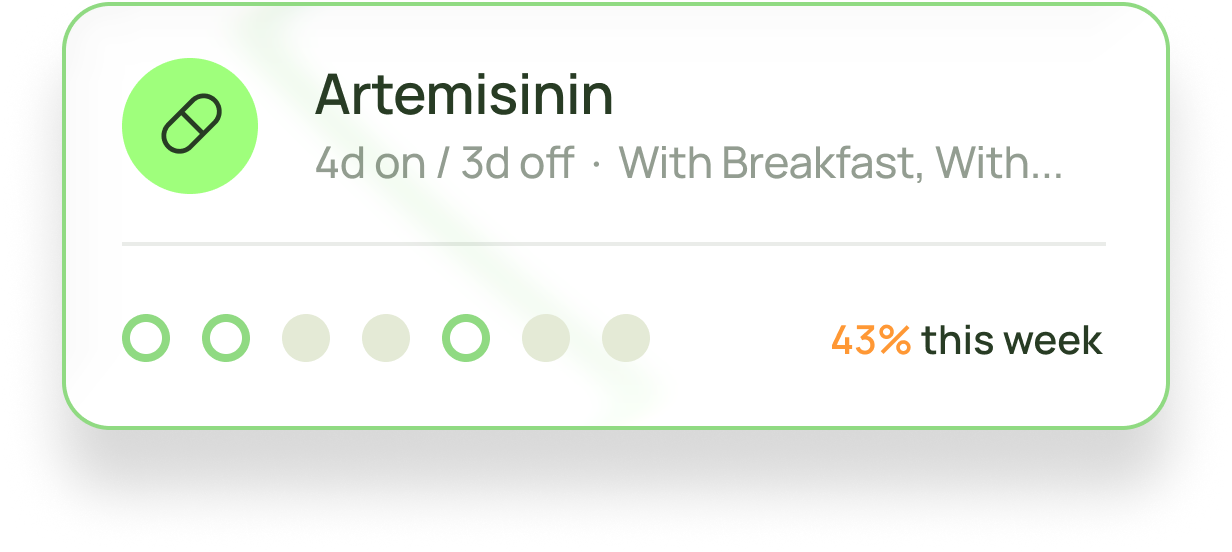 Artemisinin supplement card UI