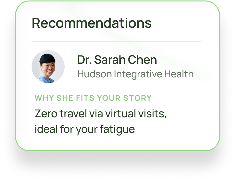 Dr. Sarah Chen clinician profile card