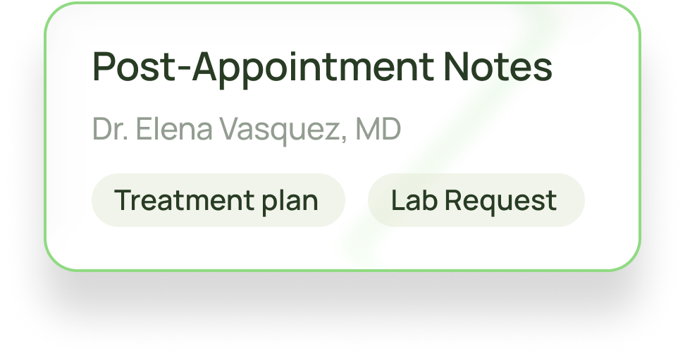 Health notes feature card