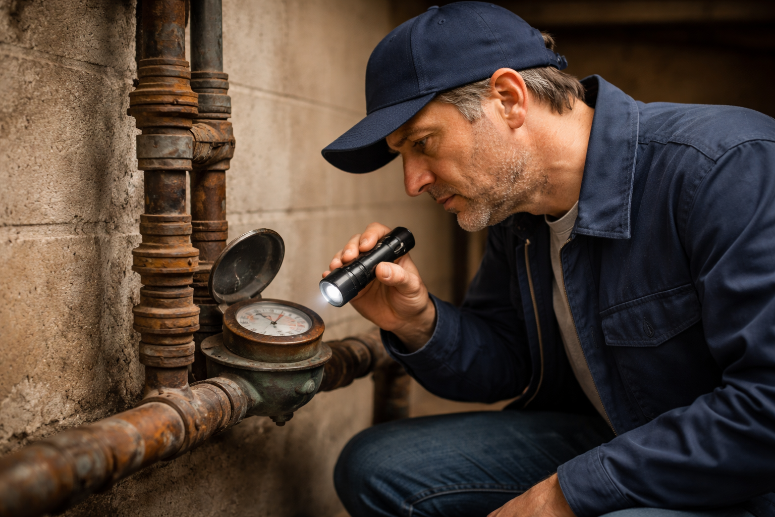 Man inspecting meter