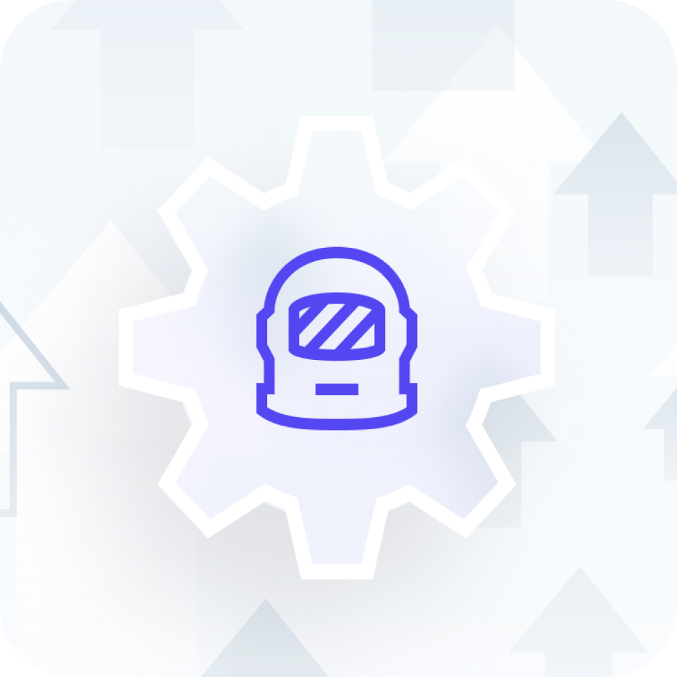 Morphic astronaut icon and settings cog graphic
