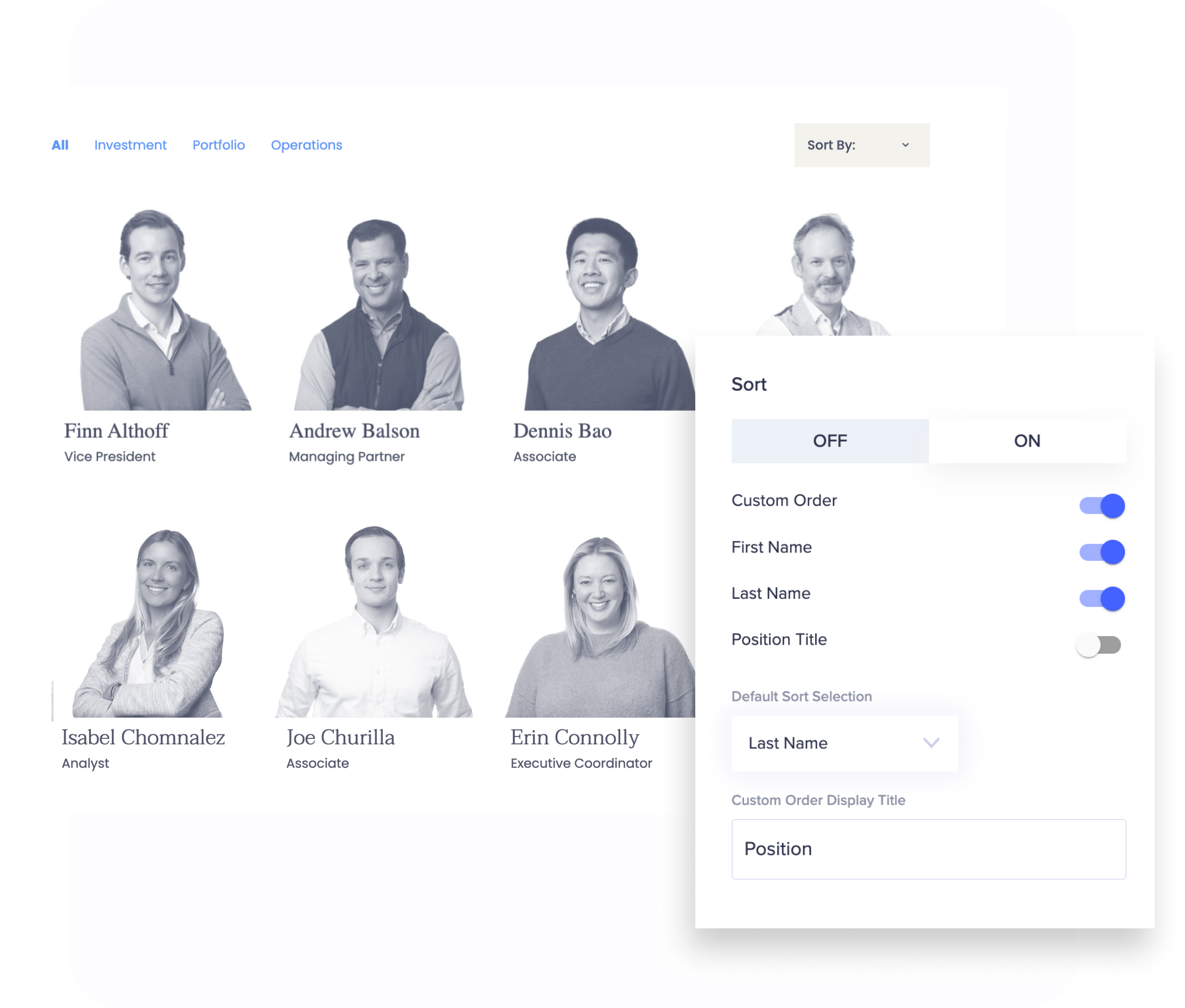 mockup of Morphic sort feature on Cove Hill website
