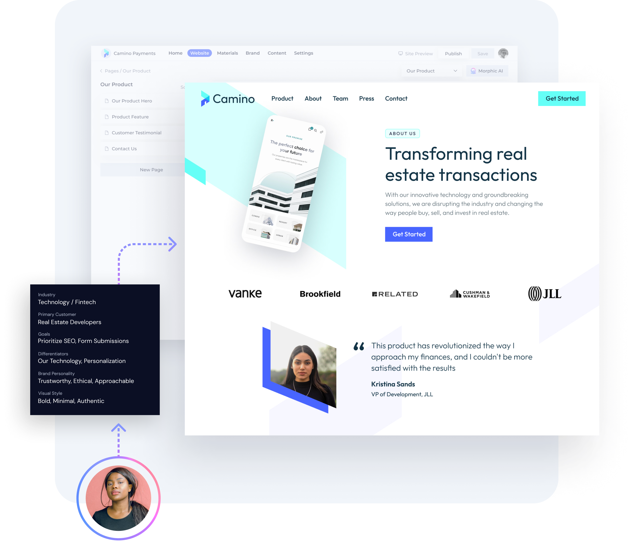 morphic user enters info and generates a website