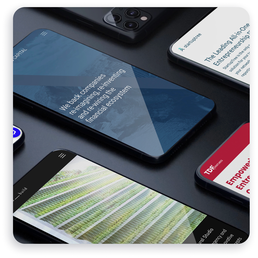 Mockup of Morphic made websites floating