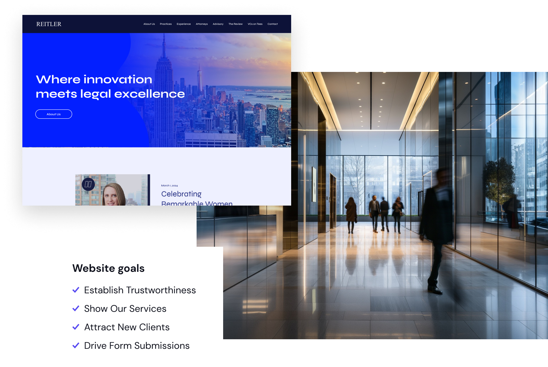 Reitler website, law firm lobby and law firm website goals