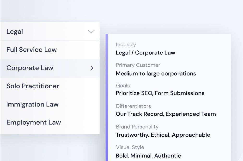 Legal industry selection and info