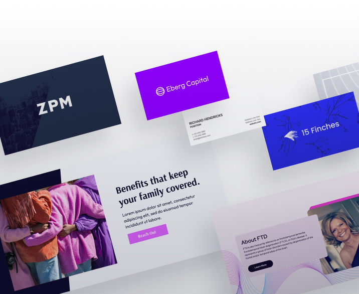 Floating business cards and marketing materials