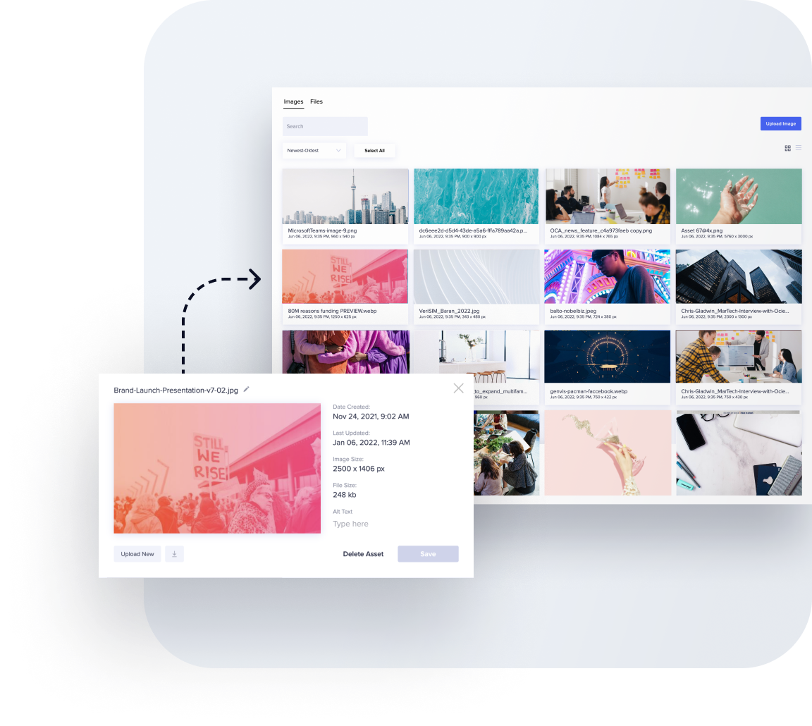 Morphic upload image asset interface