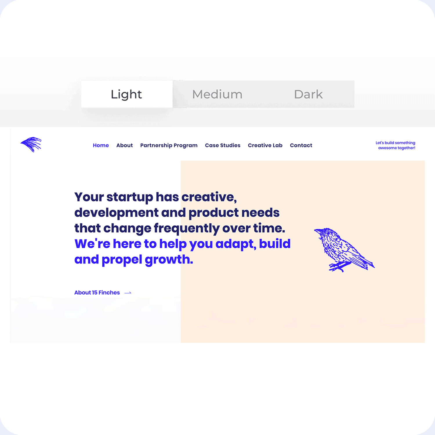 Theme switching from light to medium to dark