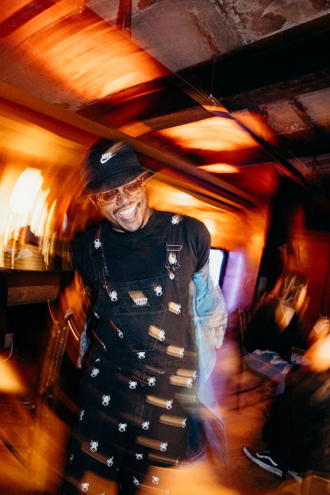 Demarcus Baysmore poses for a photo in the green room of Heavy Bloom's debut album "Back To Us" release show at Baba Yaga, Seattle - photo by Conner Yi