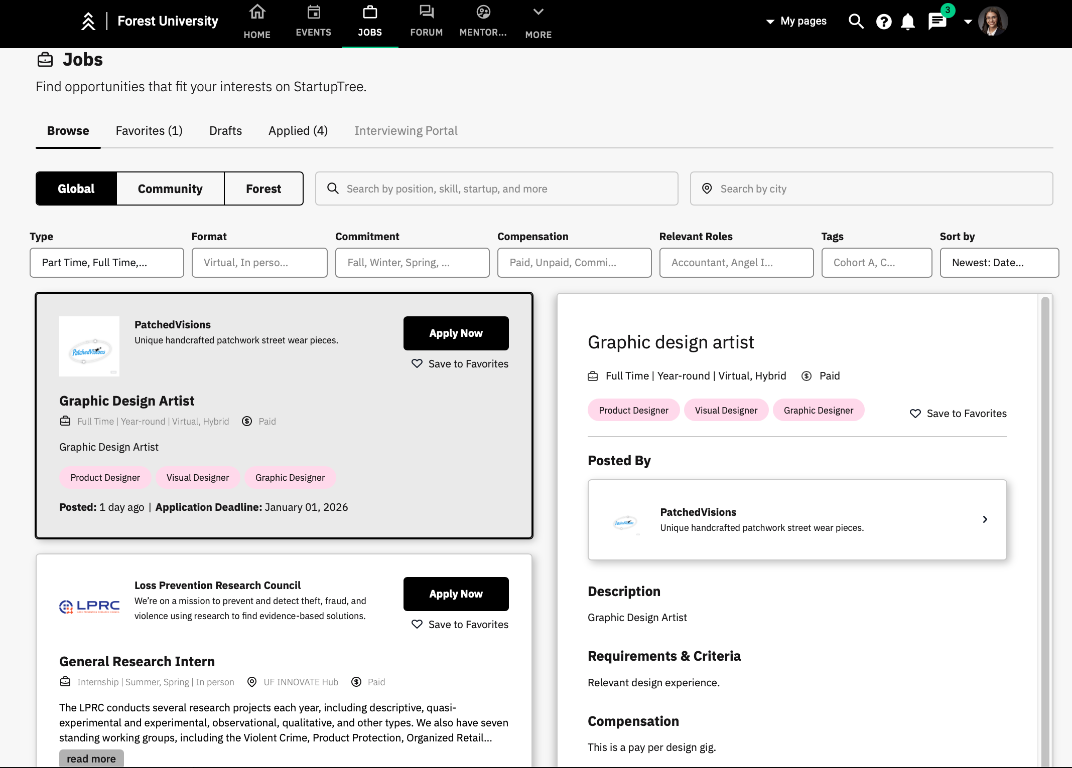 StartupTree Applicant Job Board