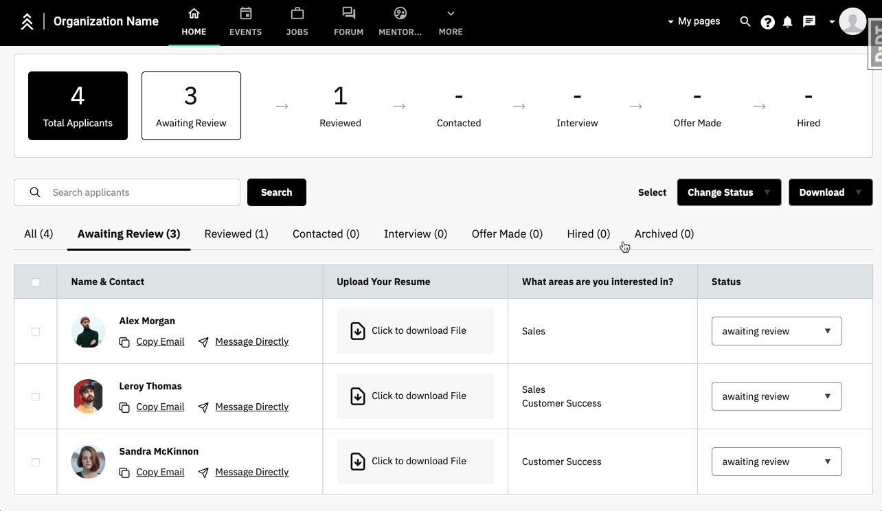 Applicant tracking system for recruiters