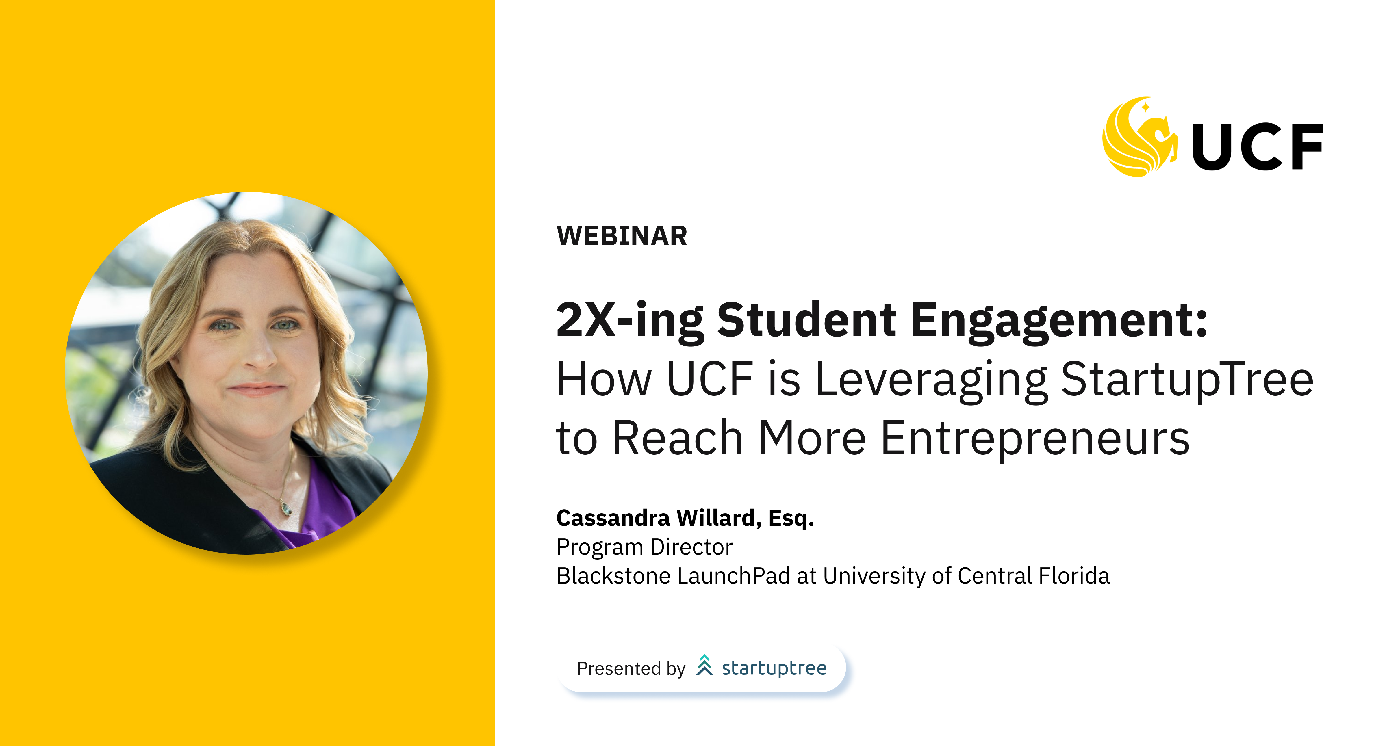 Webinar graphic for StartupTree and UCF webinar