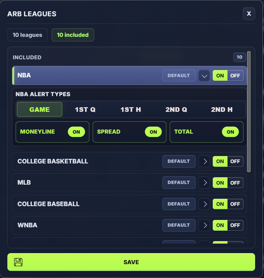 Arb Alert Leagues