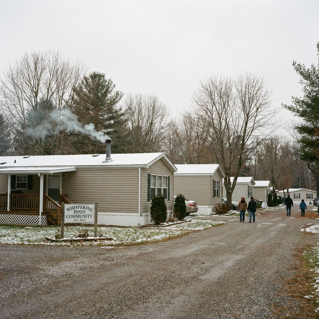 a nice and tidy mobile home park in the winter
