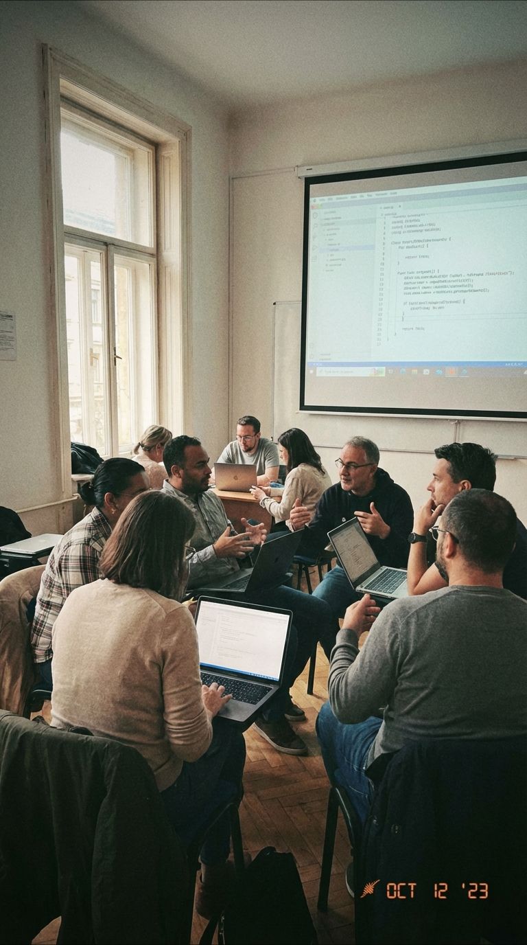 classroom where people are learning software